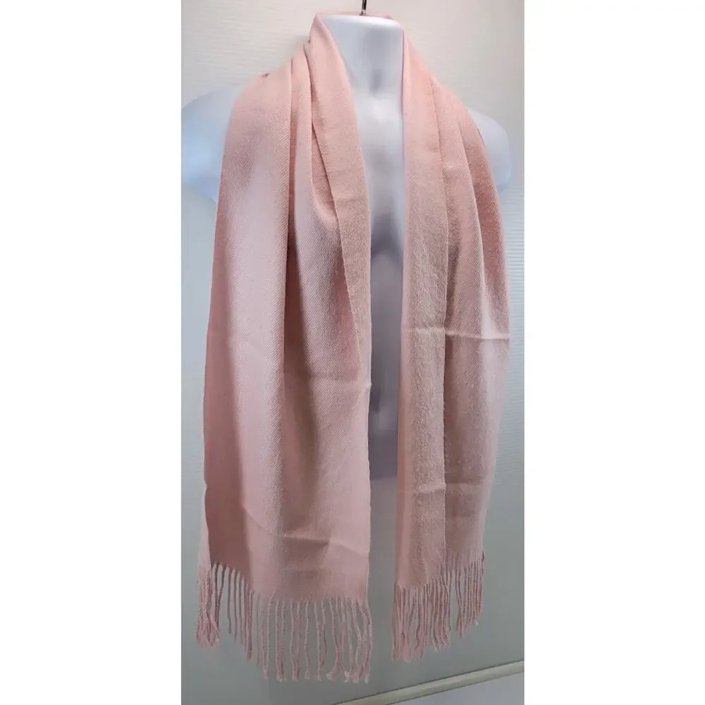 L7) Women Pink Fringed Tassel Fringed Winter Scarf 62